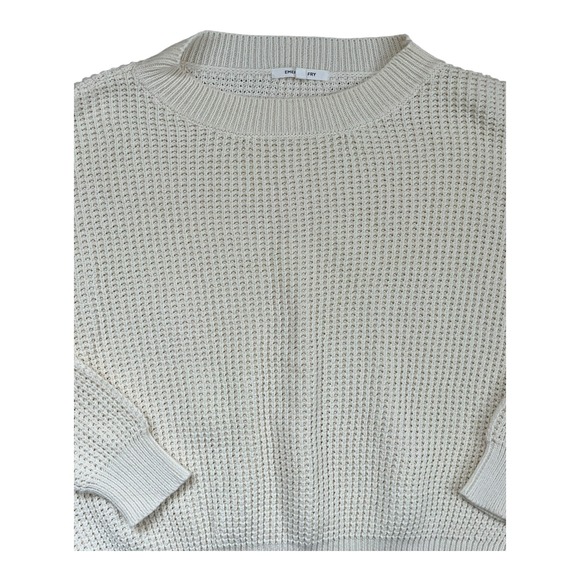 EMERSON FRY Daily Sweater in Ivory Waffle Knit Oversized Organic‎ Cotton, Size S - Picture 2 of 7